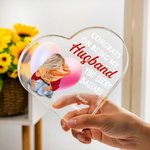 Personalizado You Lucky Bastard Placa de acrílico corazón con nombres Adorno de escritorio Día de San Valentín Aniversario Regalo para Pareja