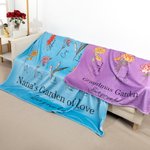 Personalized Family Birth Flowers Love Grows Here Fleece Blanket Gift for Mom Grandma