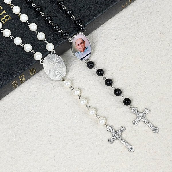 6 Colors Rosary Beads Necklace for Women, Cross Y Necklace with Picture