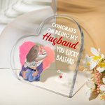 Personalizado Congrats on Being My Husband Acrílico Corazón Placa con Nombres Día de San Valentín Aniversario Regalo para Pareja