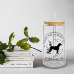 Personalisierte aus der Bibliothek von Frosted Clear 20oz Glasbecher mit Deckel und Strohhalm Geburtstagsgeschenk für Tierliebhaber Buchliebhaber