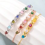 Personalizada 2-5 Piedras de nacimiento y nombres Pulsera de la familia Día de la Madre Aniversario Cumpleaños Regalo para Mamá Abuela