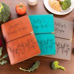 Personalised Binder Recipe Notebook Leather Floral Journal with Elastic Band and Papers Mother's Day Birthday Gift for Woman