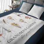 Personalized Family Birth Flowers Love Grows Here Fleece Blanket Gift for Mom Grandma