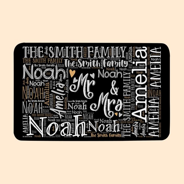 Alfombrilla de puerta antideslizante personalizada en forma de nube de palabras multicolor Regalo de San Valentín para parejas