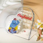 Personalizado Congrats on Being My Husband Acrylic Heart Plaque with Couple Names Adorno de Escritorio Regalo de Aniversario para Pareja