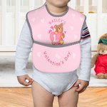 Personalized Valentine Bear Waterproof Baby Bib with A Pocket Adjustable Tie Closure 1st Valentine's Day Baby Shower Gift for Baby Infant