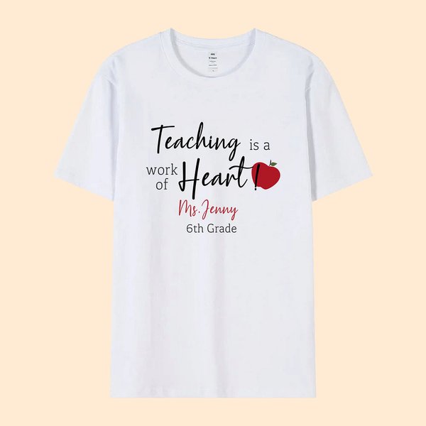 Personalisierte Lehre ist ein Werk des Herzens Multicolor T-shirt Sweatshirt mit Namen und Text Lehrer Wertschätzung Weihnachtsgeschenk für Lehrer
