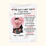 Personalised Line Love Heart Blanket with Name and Words of Love Romantic Home Decoration Valentine's Day Anniversary Gift for Couple
