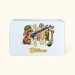 Personalizzato The Hunt Is On Easter Camouflage Bunny Scatola di biscotti in metallo alimentare con nome Regalo di Pasqua per bambini e famiglia