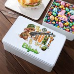 Boîte à Biscuits en Métal Personnalisée avec Nom Motif Lapin Camouflage Cadeau de Pâques pour Enfant et Famille