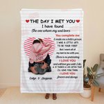 Personalised Line Love Heart Blanket with Name and Words of Love Romantic Home Decoration Valentine's Day Anniversary Gift for Couple