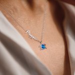 Chaîne en Argent Personnalisé avec Nom et Pierre de Naissance Collier de Tortue de Mer Cadeau de Fête des Mères d'Anniversaire pour Elle