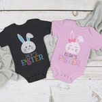 Personlig 100% bomull söt kanin baby onesie med text för den första påskgåvan för baby ny mamma
