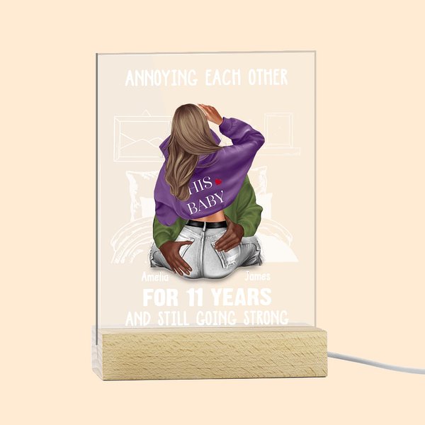 Personalizzato fastidioso l'un l'altro Letto accogliente Placca acrilica Luce notturna con nomi Decorazione da scrivania Regalo di San Valentino per la coppia