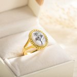 Personalizzato 1-4 Bouquet di fiori di nascita Anello inciso Madreperla Gioielli Festa della Mamma Regalo di compleanno per le donne