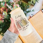 Personalisierte Blume Buch Design 20oz Frost Glas Becher mit Namen und Text Geschenk für Buchliebhaber