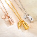 Personalised Pet  Ashes Urn Necklace with Engraved Text Cremation Jewellery Memorial Keepsake Gift for Pet Lover