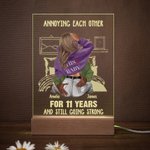 Personalizzato fastidioso l'un l'altro Letto accogliente Placca acrilica Luce notturna con nomi Decorazione da scrivania Regalo di San Valentino per la coppia