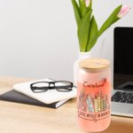 Personalisierte Blume Buch Design 20oz Frost Glas Becher mit Namen und Text Geschenk für Buchliebhaber