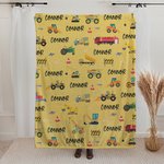 Gepersonaliseerde Bouwwagen Graafmachine Deken met Kindernaam Verjaardag Baby Shower Gifts voor kinderen