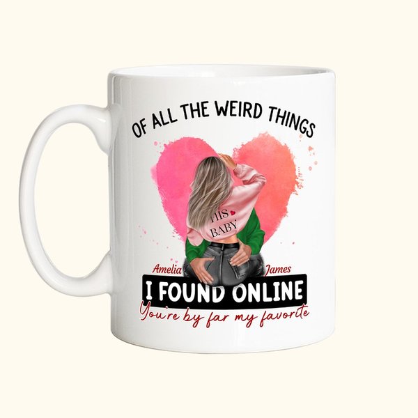 Tazza in ceramica personalizzata con cuore acquerellato e nome di tutte le cose strane che ho trovato online Sei di gran lunga il mio regalo di San Va