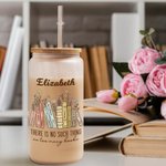Personalisierte Blume Buch Design 20oz Frost Glas Becher mit Namen und Text Geschenk für Buchliebhaber