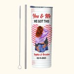 Gobelet personnalisé en acier inoxydable 20oz avec noms et couvercle Paille Brosse Cadeau d'anniversaire de la Saint-Valentin pour couple