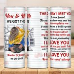 Vaso personalizado You & Me de acero inoxidable de 20 oz con pajita y cepillo Regalo de aniversario de San Valentín para pareja