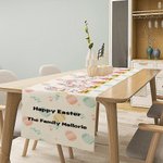 Personalized Happy Easter Bunny Table Runner with Name Easter Eggs Kitchen Table Decoration Easter Party Gift for Family