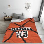 Personalised Basketball Fleece Blanket Soft with Name and Number Birthday Gift for Basketball Lover