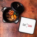 Set de 2 soportes para ollas con lazo para colgar, personalizados con el tema del menaje de cocina Regalo para chef aficionado a la cocina