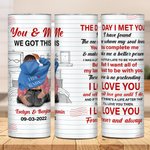 Gobelet personnalisé en acier inoxydable 20oz avec noms et couvercle Paille Brosse Cadeau de Saint-Valentin pour couple