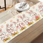 Personalized Happy Easter Bunny Table Runner with Name Easter Eggs Kitchen Table Decoration Easter Party Gift for Family