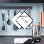 Set de 2 soportes para ollas con lazo para colgar, personalizados con el tema del menaje de cocina Regalo para chef aficionado a la cocina