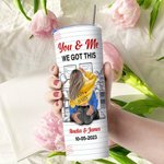 Vaso personalizado You & Me de acero inoxidable de 20 oz con pajita y cepillo Regalo de aniversario de San Valentín para pareja