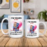Personalisierte I'm Yours keine Rücksendungen oder Erstattungen weißer Keramik-Becher mit rosa Herz-Muster Valentinstag Geschenk für Paare