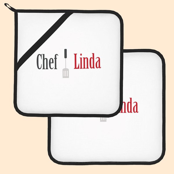 Set de 2 soportes para ollas con lazo para colgar, personalizados con el tema del menaje de cocina Regalo para chef aficionado a la cocina