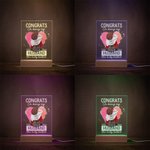 Congratulazioni personalizzate per essere mio marito Placca luminosa notturna in acrilico con decorazione da scrivania a forma di cuore a scarabocchio