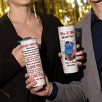 Gobelet personnalisé en acier inoxydable 20oz avec noms et couvercle Paille Brosse Cadeau de Saint-Valentin pour couple