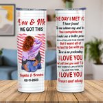 Gobelet personnalisé en acier inoxydable 20oz avec noms et couvercle Paille Brosse Cadeau d'anniversaire de la Saint-Valentin pour couple