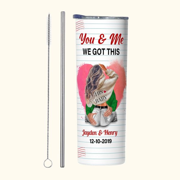 Gobelet personnalisé You & Me 20oz Skinny Tumbler with Names and Lid Straw Brush Anniversary Gift for Couple (en anglais seulement)