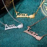 Personalised Wizard Broom Necklace with Name Gift for Her