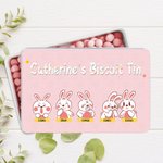 Personalizzato carino coniglietto pasquale Food Grade metallo Biscuit Tin con nome regalo di Pasqua per la famiglia