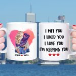Personalized Bubbles Heart Love You I'm Keeping You White Ceramic Mug Valentine's Day Gift for Couple