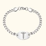 Bracciale in acciaio inossidabile con testo inciso Regalo di compleanno per donne con etichetta di allarme medico personalizzato