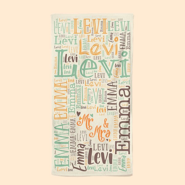 Personalisierte Multicolor Wort Wolke Super saugfähigen Strand Handtuch Valentinstag Geschenk für Paar