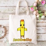 Sac à Main en Toile Personnalisé avec Initiale et Nom Thème Pâques Cadeau Anniversaire Fête pour Enfant Famille