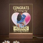 Personalized You Lucky Bastard Acrylic Night Light Plaque with Pink Heart Pattern Desk Decoration Valentine's Day Gift for Couples