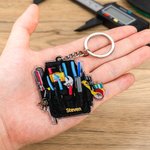 Personalized Electrician Tool Box 2D Keychain Car Ornament Birthday Father's Day Gift for Dad Electrician